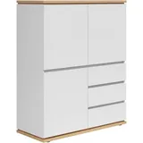 Xora Highboard Weiß, Eiche Artisan, - B/H/T ca. 100,00x121,00x42,00