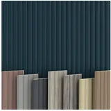 Hexim Wanddekoobjekt Wave De Luxe Ocean (Wave Lamellen 2,75m MDF Lamellenwand Wandpaneele Lamellenverkleidung Wandverkleidung Akusiktpaneele Holzpaneele Natur Holz (16 Paneele & Zubehör, Wave De Luxe Ocean) blau