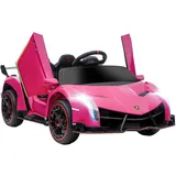 Homcom Kinder Elektroauto Kinderauto mit Anzeige, Fernbedienung, Bluetooth, Lamborghini Veneno Elektrofahrzeuge mit Musikfunktion, für 3-6 Jahre Kinder, 3-7 km/h, Rosa