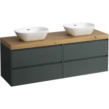 Laufen LANI Waschtischplatte wildeiche inklusive Unterschrank, 1 Ausschnitt links und rechts 1570x495x580mm, H4065941122661,