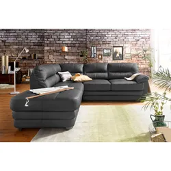 Ecksofa COTTA "Royale L-Form", schwarz, B:250cm H:88cm T:234cm, Luxus-Kunstleder, frei im Raum stellbar, Luxus-Microfaser (100% Polyester), frei im Raum stellbar, NaturLEDER (echtes Rindsleder) in Sitz und Rücken. Die Rückseiten sind mit Spannstoff bezogen, Kunstleder SOFTLUX, frei im Raum stellbar, Sofas, wahlweise mit Bettfunktion