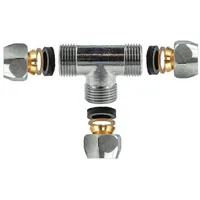Tecuro Quetschverschraubung, T-Stück, für Ø 10 mm Kupferrohr, Messing