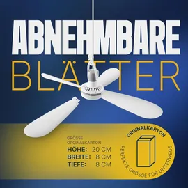 BestLivings Mobiler Deckenventilator 40 cm Deckenventilator Weiß