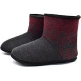 KuaiLu Kaschmir Strickpantoffeln Baumwolle Herren Hohe Hausschuhe warm Indoor-Schuhe Rutschfest,Schwarz Rot,48 EU (UK 14 US 15) - 48 EU