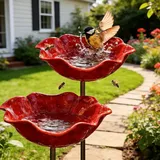 2026 Neue Blumen Gartenstecker Bienentränke Metall, Bienen-Vogeltränke,insektentränke Garten,Blumenform Fütterungsschale, Outdoor-Vogelfutterstation, Garten, Hof, Terrasse (2pcs)