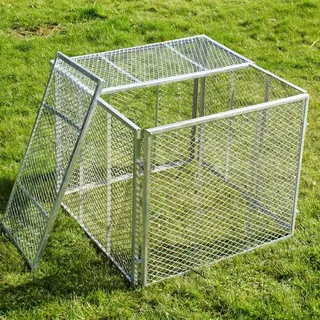 Holmwerk Komposter Metallkomposter 80x80 x70 cm mit Deckel 2tlg. Streckmetall