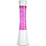 FISURA - Rosa Lavalampe. Weißer Sockel, rosa Flüssigkeit und glitzernde Herzen. Lampe mit Entspannungseffekt. Mit Ersatzbirne. 11 zentimeter x 11 zentimeterx 39,5 zentimeter.