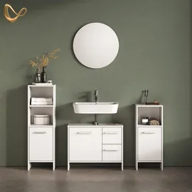 livinity® WASCHBECKENUNTERSCHRANK Amalfi Weiß 70.2 x 57 cm mit 2 Schubladen und 1 Tür
