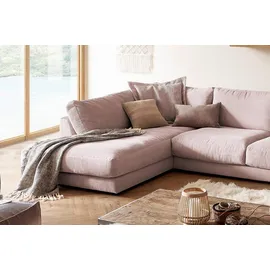 KAWOLA Wohnlandschaft U-Form Madeline Cord Longchair rechts rosa