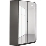 Rauch Eckschrank RAUCH "Kleiderschrank Schrank Garderobe Wäscheschrank VANDOR", grau (graumetallic), B:117cm H:197cm T:104cm, Holzwerkstoff, Schränke, Eckschrank, voll ausgestattet, viel Stauraum, Spiegel vollflächig MADE IN GERMANY