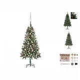 vidaXL Künstlicher Weihnachtsbaum mit LEDs, Kugeln Zapfen 150 cm