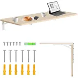 Maclean Brackets Maclean MC-128 Faltbares Wandregal 100x40 cm, Tragkraft 50 kg, Klapptisch mit Sicherheitsverriegelung und Wasserwaage, für Küche, Büro, Werkstatt oder Garage (Helles Holz)
