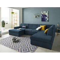 Wohnlandschaft DOMO COLLECTION "Topper, elegant und zeitlos, komfortabel, U-Form", blau (dunkelblau), B:320cm H:78cm T:213cm, Sofas, Wohnlandschaft, wahlweise mit Bettfunktion