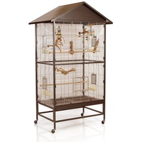 Montana Cages Vogelkäfig Villa Casa 90 - Käfig für kl. Vogelarten wie Sittiche und ähnliche, ca. 91 x 70 x 185 cm, Zink- und Schwermetall-frei, ungiftig braun