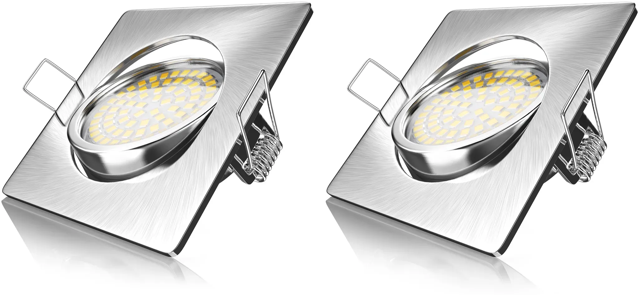 LED-Einbaustrahler eckig dimmbar flach 2er-Set Silber