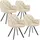Tectake Drehbarer Samt-Armlehnstuhl Lucia creme 4er Set