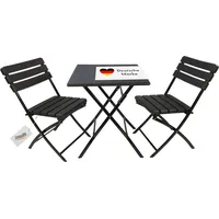 Lemodo Balkonmöbel Set 3-teilig, klappbar, 2x Balkonstühle + 1x Balkontisch, Holzoptik