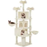 Yaheetech XXL Katzenkratzbaum 194 cm Katzenbaum Kletterbaum, Stabil mit Plüsch Sisalseil, Kratzbaum für Katzen deckenhoch Beige