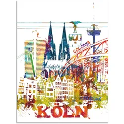 Artland Leinwandbild »Köln Dom Grafik«, Köln, (1 St.), auf Keilrahmen gespannt Artland Farbe Bild(er): bunt