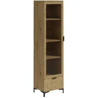 Feldmann-Wohnen Vitrine, Braun, Holz, 3 Fächer, 1 Schubladen, Rechteckig,