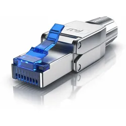 Primewire 1x Netzwerk-Adapter RJ-45 (Ethernet) zu Netzwerkkabel, Netzwerkstecker RJ45 CAT 8 - Gigabit Ethernet LAN Kabel - 40 Gbit/s, silber