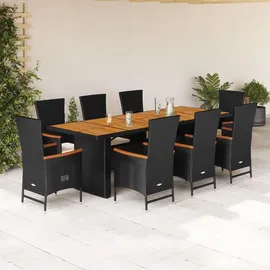 vidaXL Gartengarnitur 9-tlg. Schwarz