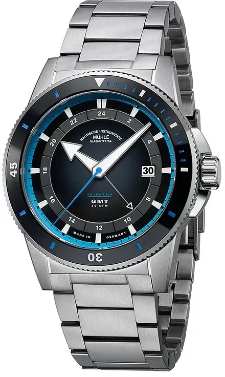 Mühle-Glashütte Herrenuhr Sportivo Travel GMT M1-52-13-MB - silber