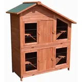 Melko Hasenstall aus Holz Kleintierhaus 4 Etagen 113 x 128 x 55 cm braun, inkl 4 Rampen Kaninchenstall Hasenkäfig Kotschublade Bitumendach