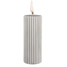 Möbel Kraft Zylinderkerze Powder Rillen 15 cm grau