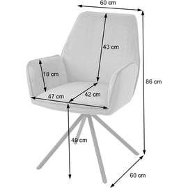 Mendler 6er-Set Esszimmerstuhl HWC-G67, Küchenstuhl Armlehne, drehbar Auto-Position, Samt MVG dunkelgrau, Beine schwarz