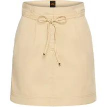 Boss Webrock "Varachute Premium Damenmode", Damen, Gr. 34, beige (open beige 287), Web, Obermaterial: 98% Baumwolle, 2% Elasthan, unifarben, regular fit ca. Mitte Oberschenkel, Röcke, mit Bindeband