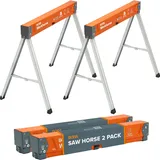 BORA Arbeitsböcke mit robustem Stahlrahmen, 500 kg Tragfähigkeit. Arbeitsbock 2er set. Unterstellblock - PM-3330T, Orange/Abendrot im Zickzackmuster (Sunset Chevron)