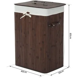 Homcom Wäschekorb mit Deckel Segeltuchsack, Bambus