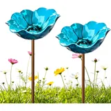 2/3 Stück Vogeltränke Blume, Metall Blumen Gartenstecker Vogeltränke, Dekorative Bienentränke für den Garten, Insektentränke Garten für Vögel, Bienen, Schmetterlinge (2 Stück-C)
