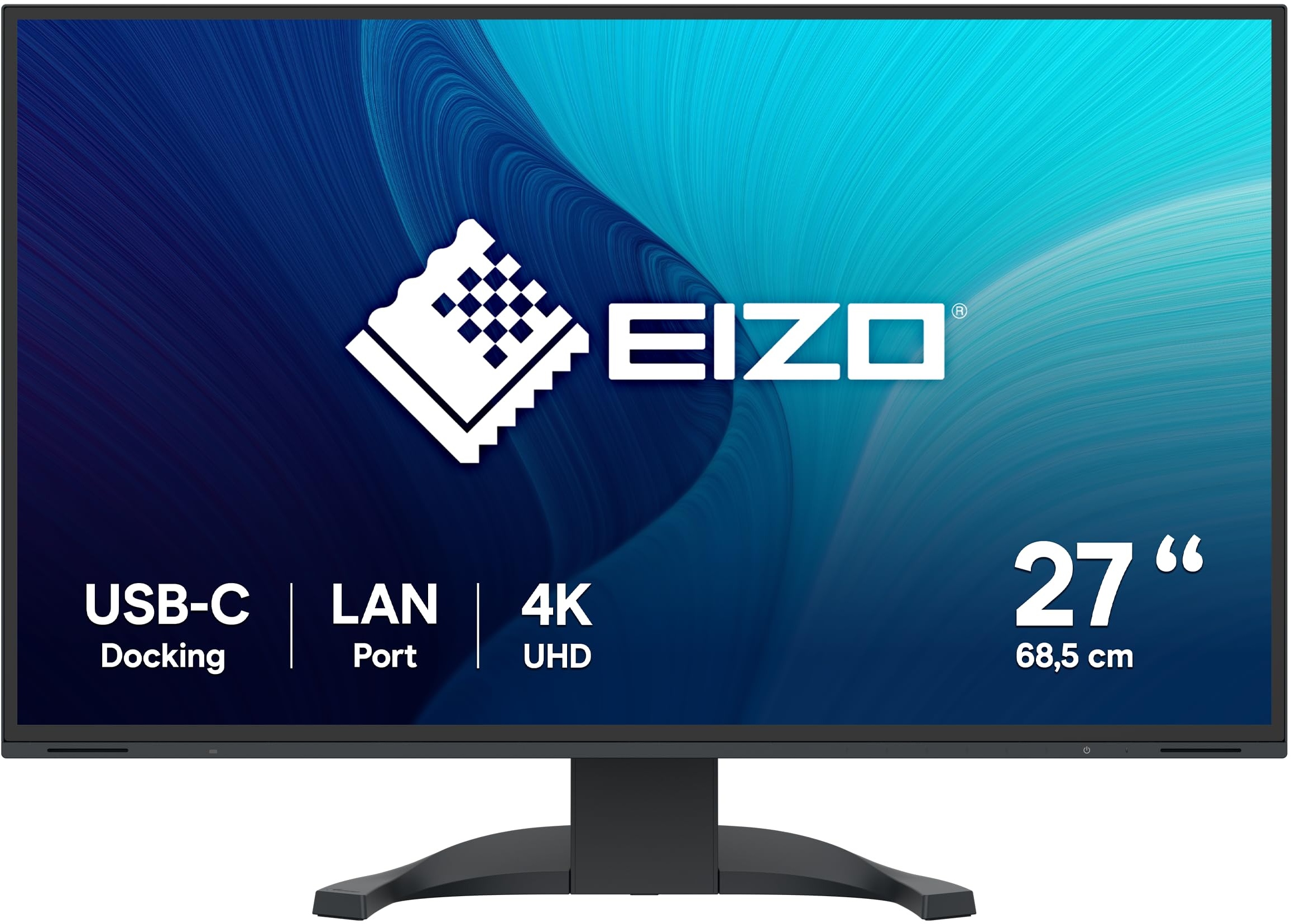 EIZO FlexScan EV2740X-BK 68,5 cm (27 Zoll) Monitor (USB-C (94W PD), DisplayPort, HDMI, USB-Hub, RJ-45 LAN, KVM Switch, 5 ms Reaktionszeit, 3840 x 2160 (4K UHD)) schwarz