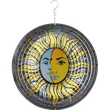Invento Kinetic Art Metal Hanging Wind Spinner: 3D Sun & Moon