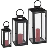 Relaxdays Laterne Metall 21 x 21 x 63 cm 3er Set schwarz