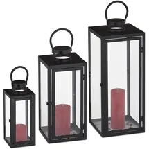 Relaxdays Laterne Metall 21 x 21 x 63 cm 3er Set schwarz
