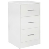 Wohnling Nachtkonsole Weiß Metall, 3 Schubladen 37x68x35 cm, Schlafzimmer, Nachttische