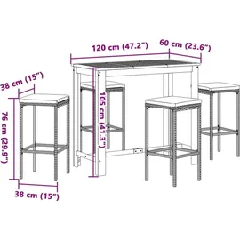 vidaXL Gartenbar Set 5-tlg. Grau