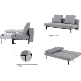 INOSIGN Schlafsofa INOSIGN "BROOKFIELD, Bettsofa, Klappsofa, Couch, Gästebett", grau (hellgrau), B:191cm H:92cm T:97cm, Sofas, Schlafsofa, mit Bettfunktion, pflegeleichter Webstoffbezug
