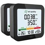 Infactory 2er-Set Akku-Messgeräte für TVOC, mit CO2-Anzeige, Thermo-/Hygrometer