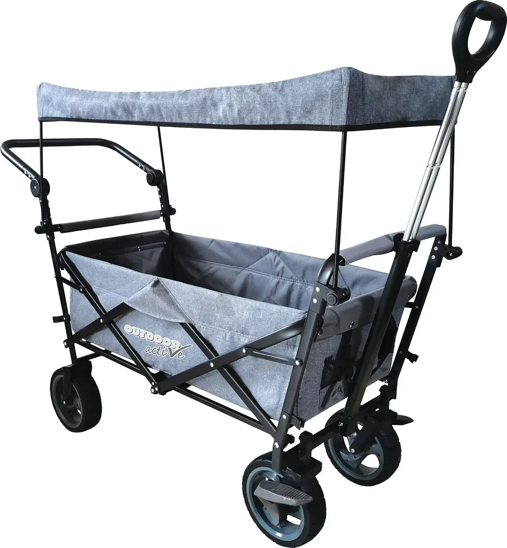 Outdoor Active Faltbarer Bollerwagen mit Dach und Schubstange – 70kg T