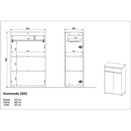 Germania Lemont 63 x 98 x 34 cm grau / grau