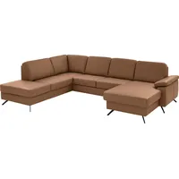 die planbar Wohnlandschaft Leder U-Form 3-Sitzer Braun