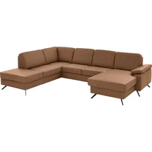 die planbar Wohnlandschaft Leder U-Form 3-Sitzer Braun