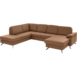 die planbar Wohnlandschaft Leder U-Form 3-Sitzer Braun
