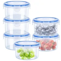 Frischhaltedosen mit Deckel, 6 Pack 300ML Luftdicht Frischhaltedose, Stapelfähig Rund Meal Prep Boxen, Wiederverwendbare Plastikschüssel Luftdicht Auslaufsicher, Gefrierdosen Set(6 Behälter+6 Deckel)