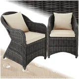 Tectake tectake® 2er Set Aluminium Rattansessel, wetterfest und UV-beständig, pflegeleicht, kein Aufbau