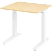 Bümö Schreibtisch Ahorn, Weiß, Nachbildung,Ahorn, Quadratisch, 80x74x80 cm, FSC